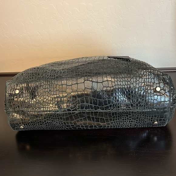 Kate Spade Black Patent Leather Croc Pattern Shoulder Bag Satchel Tote EUC - Picture 9 of 16